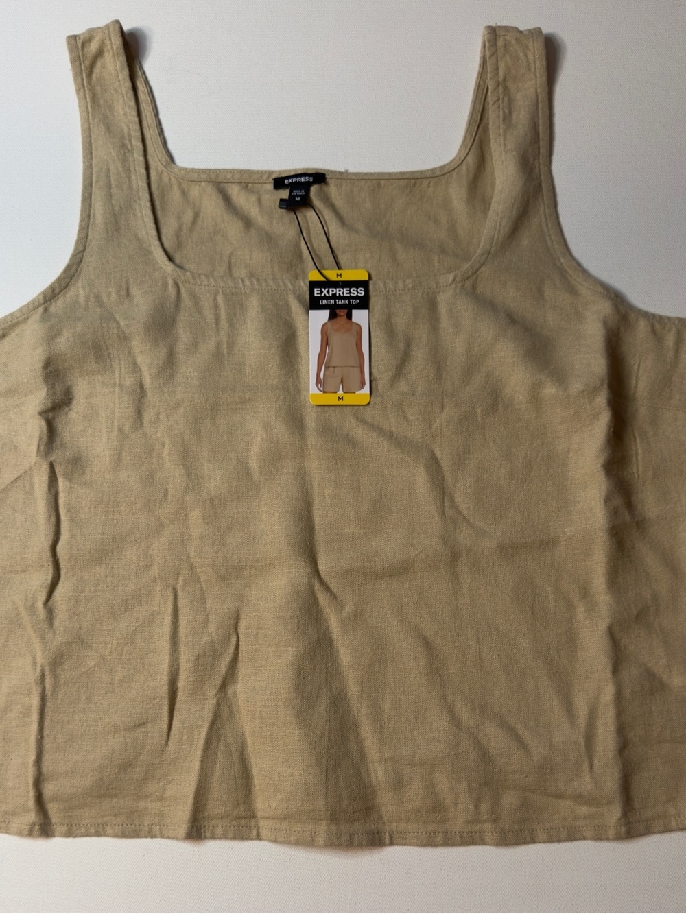NET Express Women's Linen Tank Top in Beige Size Medium MSRP $54 (M)